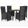 vidaXL Set de muebles jard&iacute;n 5 pzas con cojines rat&aacute;n sint&eacute;tico negro