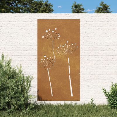 vidaXL Adorno de pared de jardín acero corten diseño flores 105x55 cm