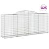 vidaXL Cestas gaviones 25 uds forma de arco hierro 300x50x120/140 cm