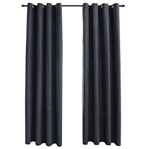 vidaXL Cortinas opacas y aros de metal 2 pzs gris antracita 140x225 cm