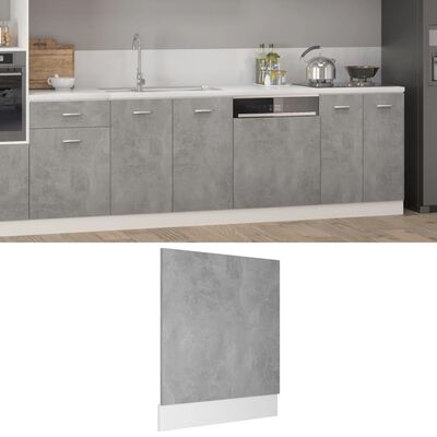 vidaXL Panel de lavavajillas aglomerado gris hormigón 59,5x3x67cm