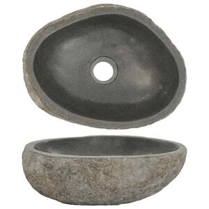 vidaXL Lavabo ovalado piedra de r&iacute;o (29-38)x(24-31) cm