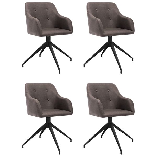 vidaXL Sillas de comedor giratorias 4 unidades tela taupe