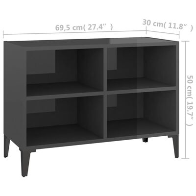 vidaXL Mueble de TV con patas de metal gris brillante 69,5x30x50 cm