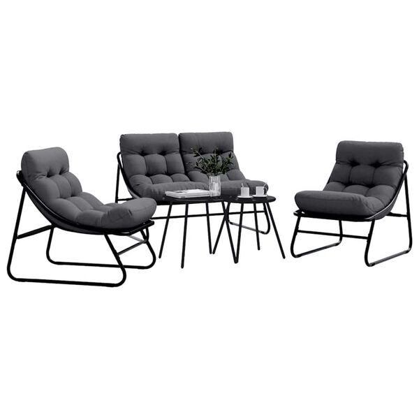 vidaXL Conjunto de Comedor de Jard&iacute;n 5 pcs Negro Acero