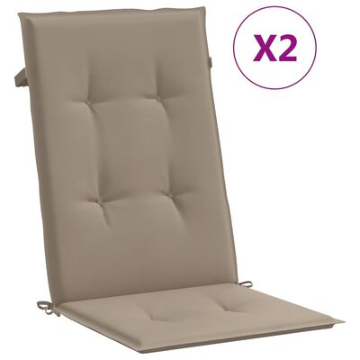 vidaXL Cojín silla de jardín respaldo alto 2 uds tela taupé 120x50x3cm