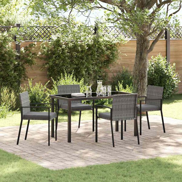 vidaXL Conjunto de Comedor de Jard&iacute;n 5 pcs Gris