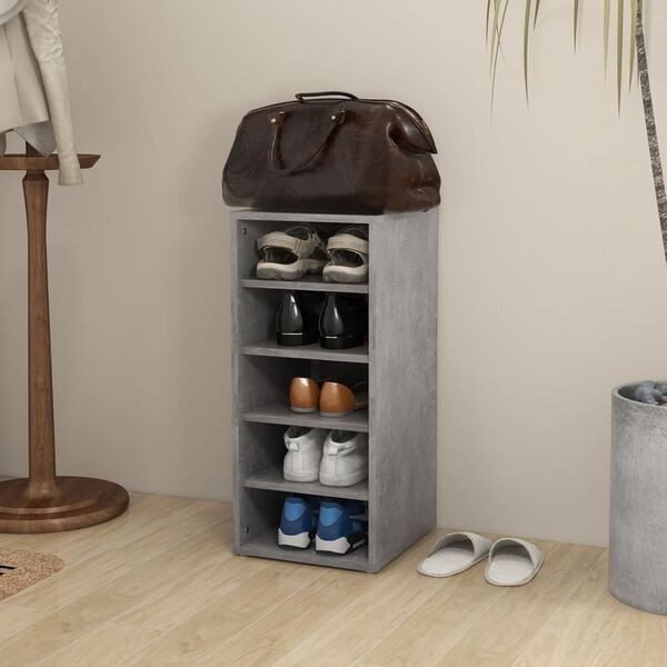 vidaXL Mueble zapatero madera contrachapada gris hormigón 31,5x35x70cm
