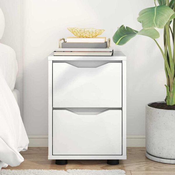 vidaXL Mesa de Noche brillante 30,5 x 30 x 43 cm Madera contrachapada