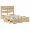 vidaXL Cama con almacenamiento con cabecera Roble Sonoma 135 x 190 cm