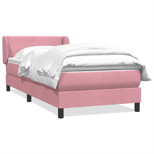 vidaXL Cama box spring con colch&oacute;n terciopelo rosa 100x220 cm