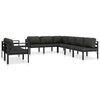 vidaXL Set muebles de jard&iacute;n 8 pzas y cojines aluminio gris antracita