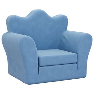 vidaXL Sof&aacute; cama infantil felpa suave azul
