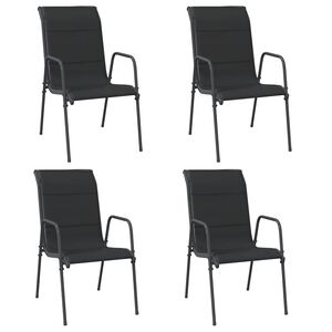vidaXL Sillas de jard&iacute;n 4 unidades acero y textilene negro