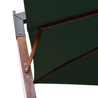 vidaXL Sombrilla colgante con palo de madera 300x300 cm verde