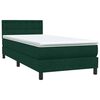 vidaXL Cama box spring con colch&oacute;n y LED terciopelo verde oscuro 80x220 cm