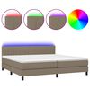 vidaXL Cama box spring colch&oacute;n y luces LED tela gris taupe 200x200 cm