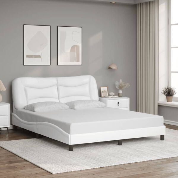 vidaXL Estructura de cama sin colch&oacute;n Hvar cuero sint&eacute;tico blanco 160x200cm