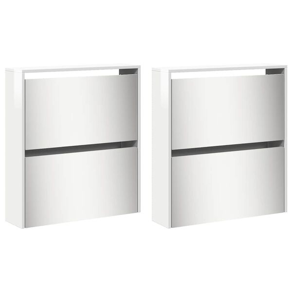 vidaXL Zapatero con espejo 4 niveles blanco brillo 63x17x134 cm