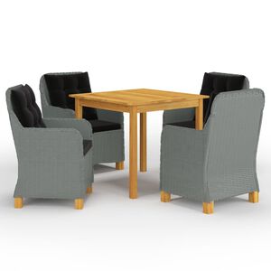 vidaXL Juego de comedor para jard&iacute;n de 5 piezas gris claro