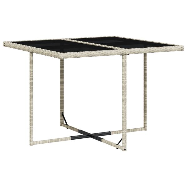 vidaXL Set comedor de jard&iacute;n 9 pzas cojines rat&aacute;n sint&eacute;tico gris claro