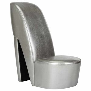 vidaXL Sill&oacute;n con forma de zapato de tac&oacute;n cuero sint&eacute;tico plateado