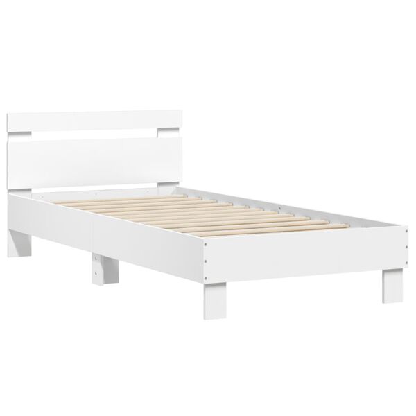 vidaXL Cama con cabecero madera de ingenier&iacute;a blanca 90x190 cm