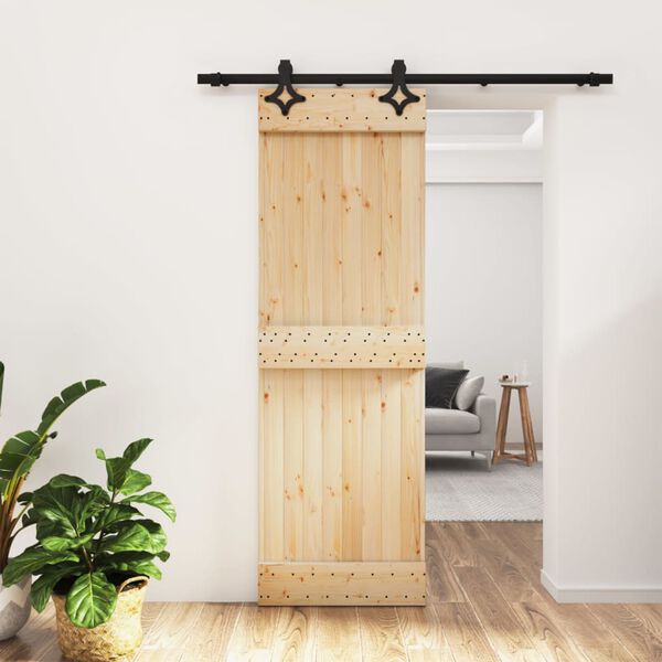 vidaXL Puerta corredera con herrajes madera maciza de pino 70x210 cm