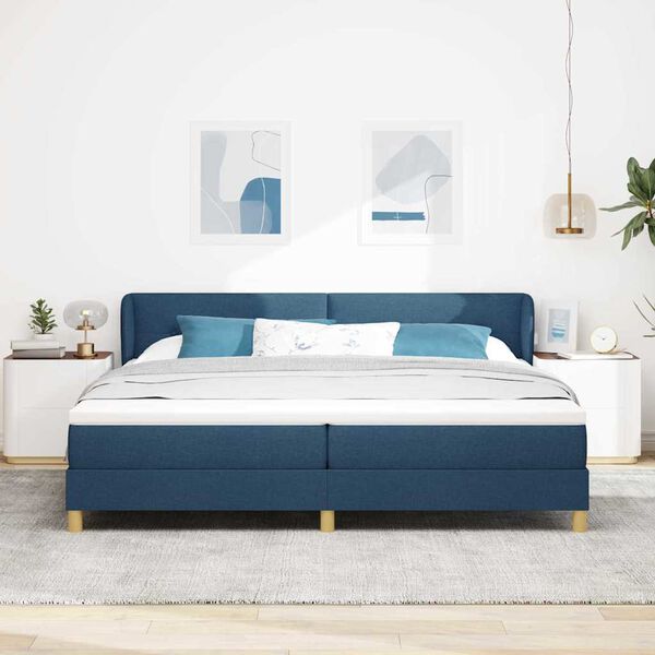 vidaXL Cama tipo Box Spring con colch&oacute;n Azul 200 x 200 cm tela