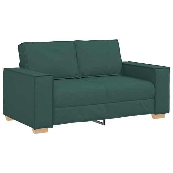vidaXL Sof&aacute; de 2 plazas de tela verde oscuro, 160x78x84 cm