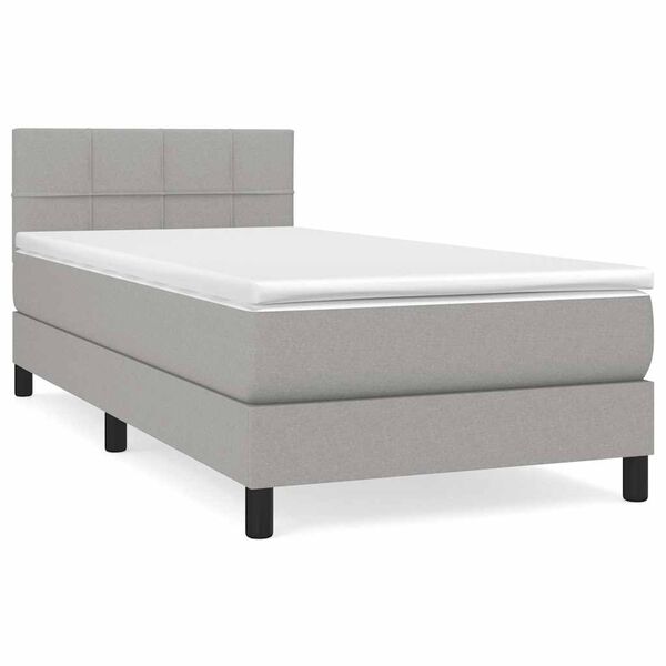 vidaXL Cama box spring con colch&oacute;n tela gris claro 90x200 cm
