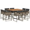 vidaXL Set comedor jard&iacute;n 9 pzas y cojines rat&aacute;n sint&eacute;tico gris