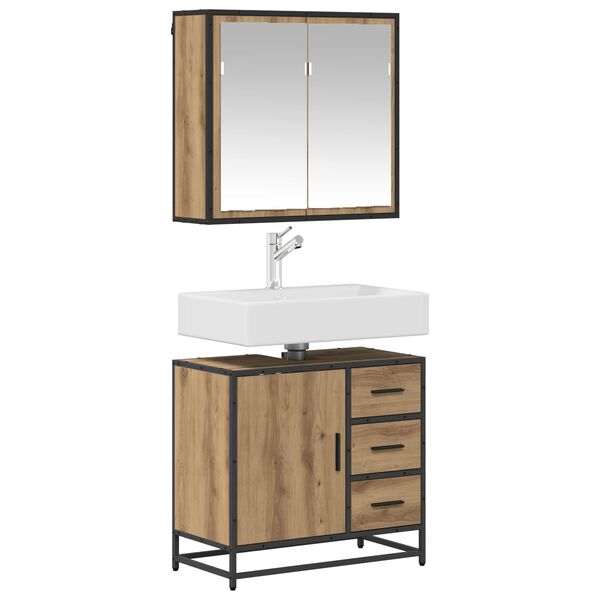 vidaXL Juego de muebles de ba&ntilde;o con caj&oacute;n 2 pcs Roble artesanal