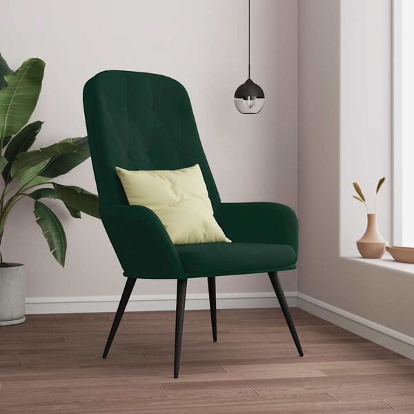 vidaXL Sill&oacute;n de relax de terciopelo verde oscuro