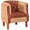 vidaXL Sill&oacute;n de cuero aut&eacute;ntico y madera maciza de mango marr&oacute;n