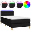 vidaXL Cama box spring con colch&oacute;n y LED tela negro 90x190 cm