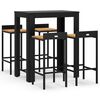 vidaXL Mesa bar y taburetes jard&iacute;n 5 pzas madera acacia rat&aacute;n PE negro