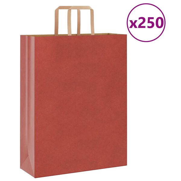 vidaXL Bolsas de papel con asas 250 uds rojo 32x12x42 cm