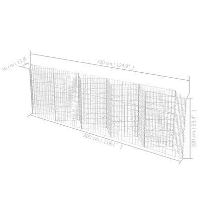 vidaXL Cesta de muro de gaviones acero galvanizado 300x30x100 cm