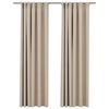 vidaXL Cortinas opacas con ganchos look de lino 2 pzas beige 140x245cm