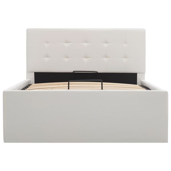 vidaXL Cama canap&eacute; hidr&aacute;ulica cuero sint&eacute;tico blanco 100x200 cm