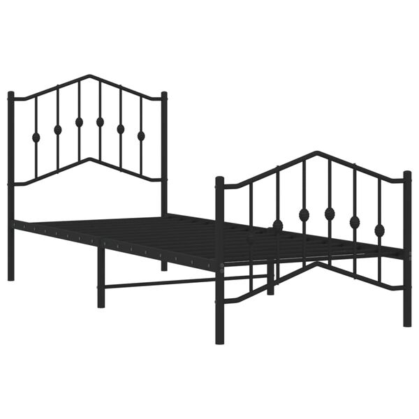 vidaXL Estructura cama sin colchón con estribo metal negro 80x200 cm