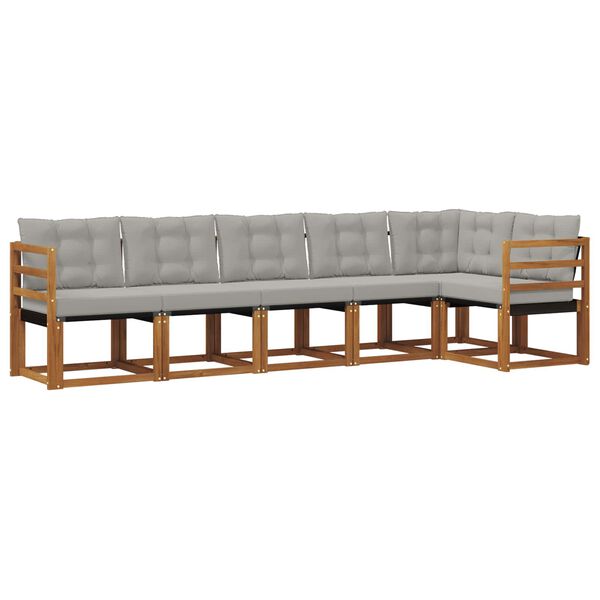 vidaXL Conjunto de sof&aacute;s de exterior 6 pcs Gris Natural y Claro