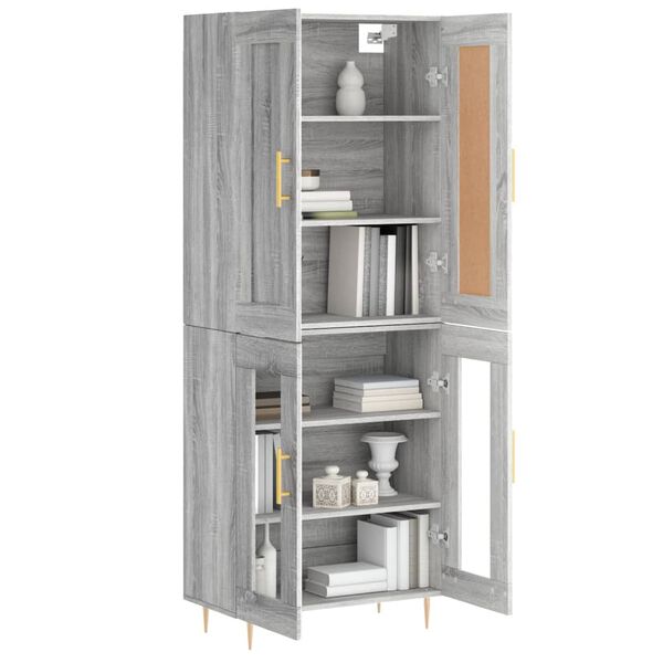vidaXL Aparador alto madera contrachapada gris sonoma 69,5x34x180 cm