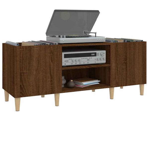 vidaXL Mueble de discos madera contrachapada roble marr&oacute;n 121x38x48 cm