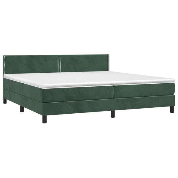 vidaXL Cama box spring con colch&oacute;n terciopelo verde oscuro 200x200 cm