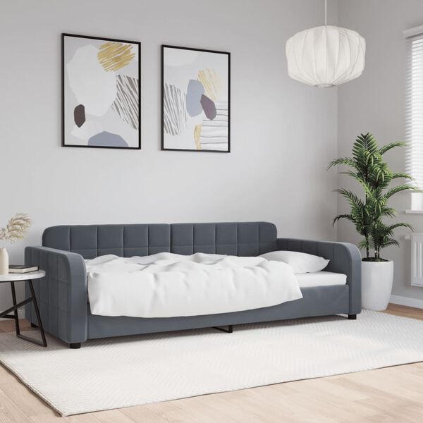 vidaXL Sof&aacute; cama terciopelo gris oscuro 90x190 cm