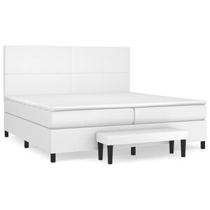 vidaXL Cama box spring con colch&oacute;n cuero sint&eacute;tico blanco 200x200 cm
