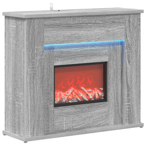 vidaXL Chimenea con tira LED Sonoma gris 63 x 20 x 54,5 cm