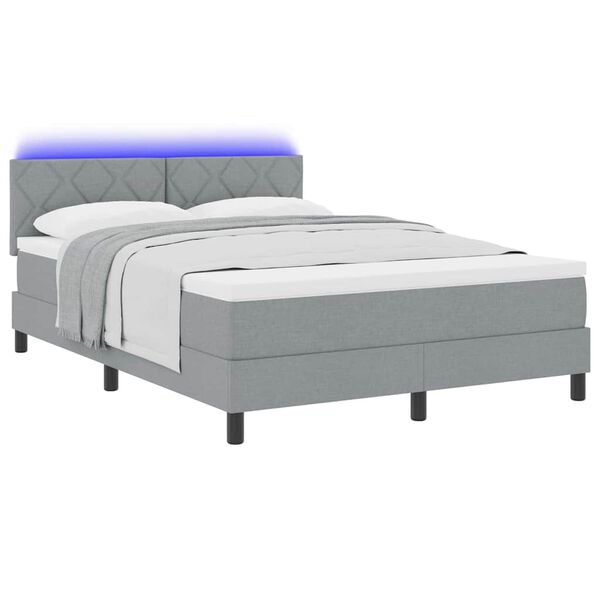 vidaXL Cama tipo Box Spring con colch&oacute;n Gris claro 160 x 200 cm tela
